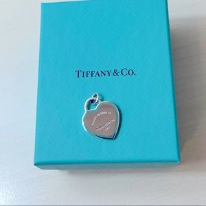 Tiffany & Co. Return to Tiffany Silver & Blue Border Heart Tag Charm BRAND NEW